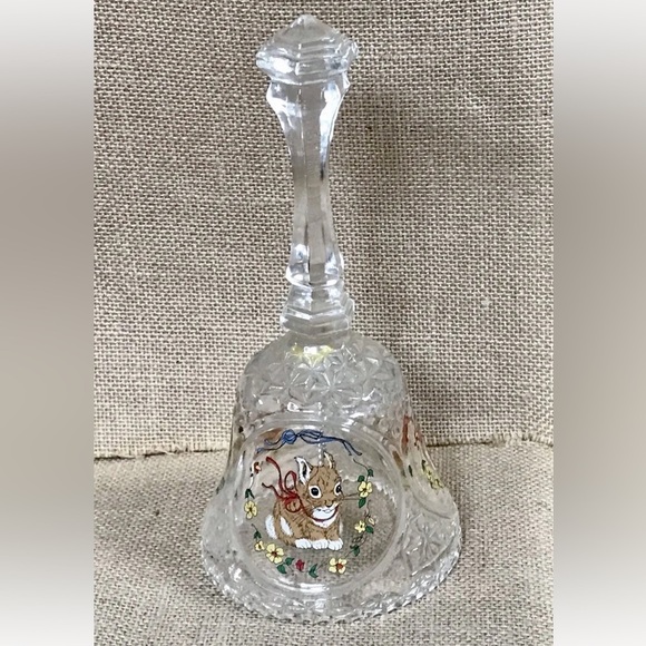 Vintage Bunny Rabbit Crystal Bell Holiday Easter Cottage Core Woodland Animal - Picture 2 of 6